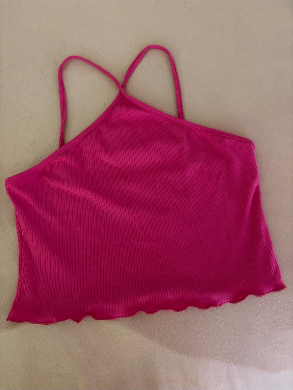Women’s Strappy Ribbed Crop Top - Hot Pink